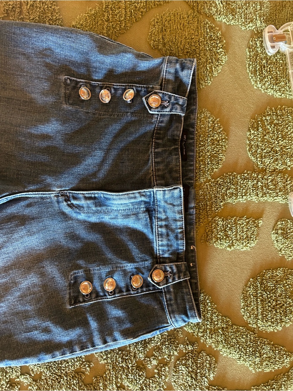 Talbots Mid-Blue Cropped Button-Front Jeans - Picture 5 of 6